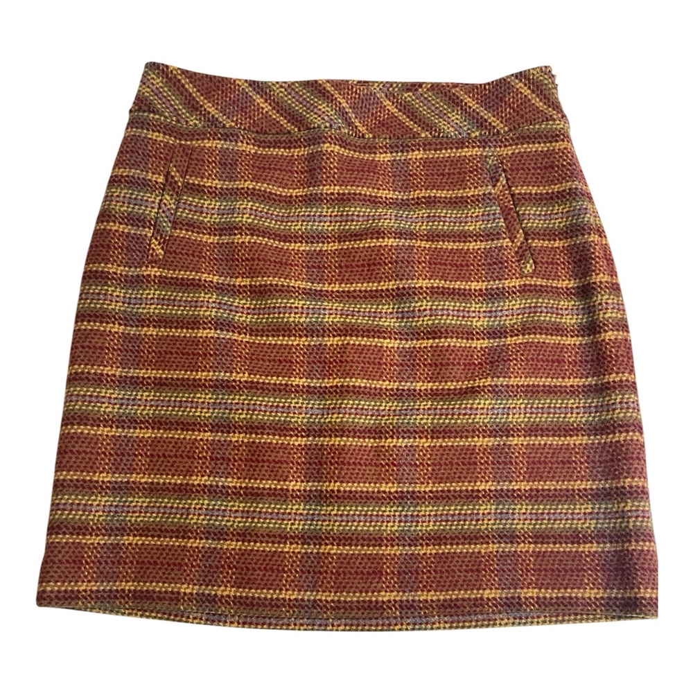 TALBOTS WOOL PLAID BLEND SKIRT SZ 8 EUC